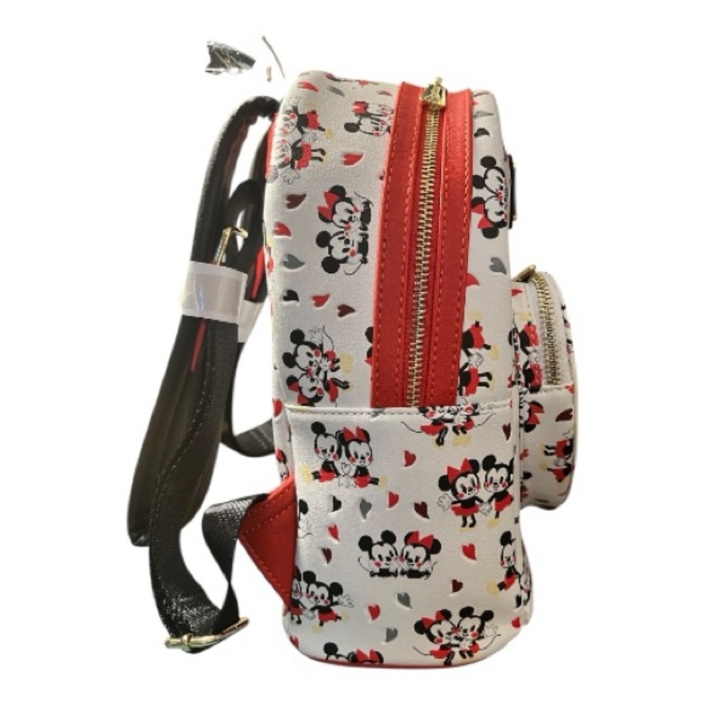 Disney Loungefly Mickey and Minnie Mouse Heart Backpack - Picture 5 of 8